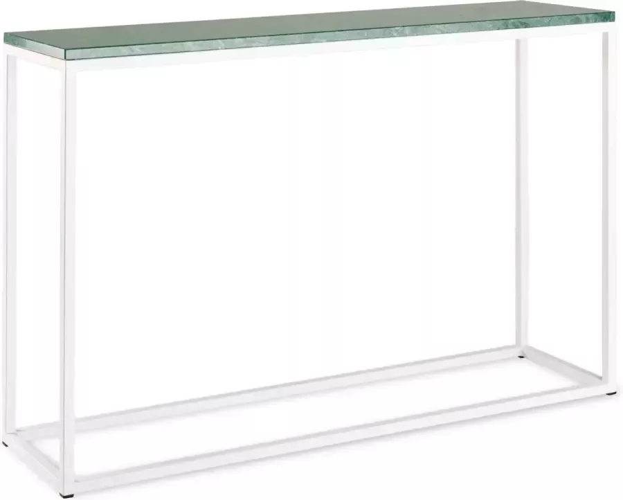 Sidetable groen marmer wit onderstel 120 x 30 cm