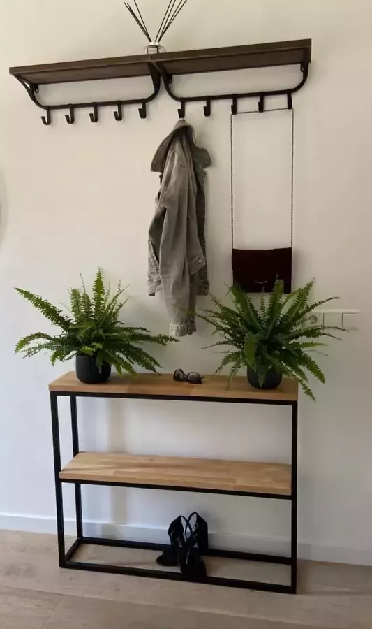 Sidetable industrieel wandtafel -hal tafel- massief hout wandtafel 100 x 20 x 75 cm-massief hout