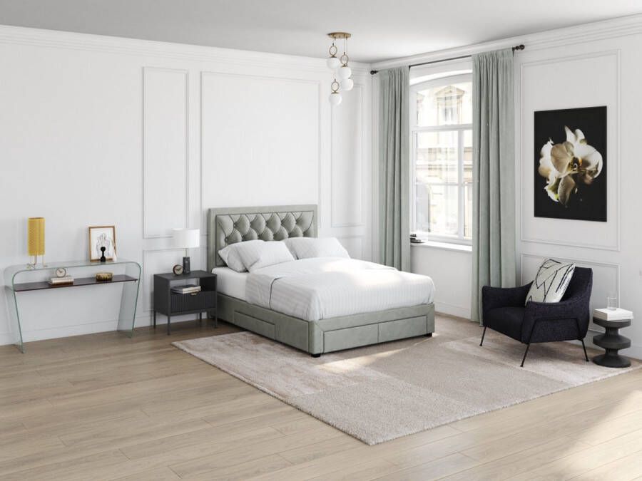 Vente-unique Sidetable KELLY Gehard glas Zwart gelakt blad L 120 cm x H 75 cm x D 40 cm