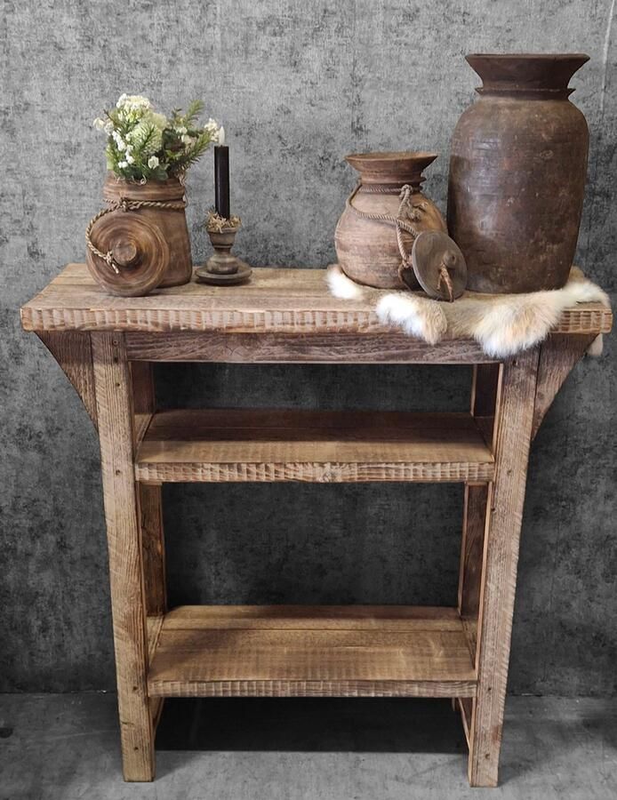 Sidetable Memphis steigerhout gebrand landelijke look