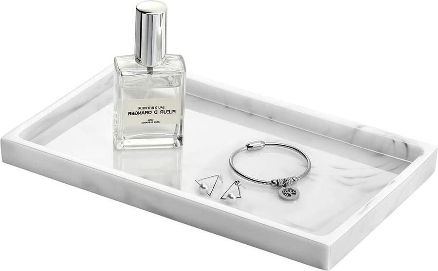 Sieraden Organizer Tray Hars Badkamer Dressoir Vanity Tray Sieraden Schotel Ring Houder Cosmetische Organizer Kaars Parfum Marmer