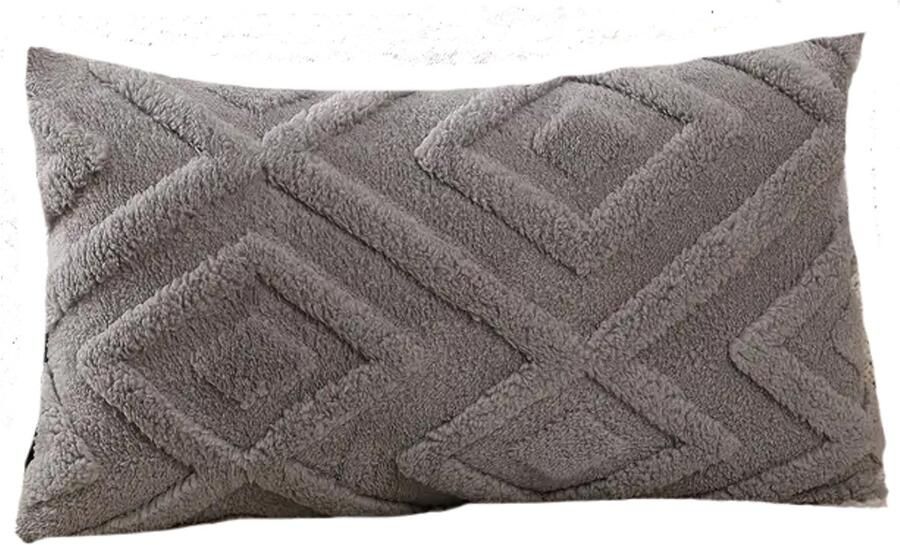 Sierkussen 30x50 cm Grijs Inclusief binnenkussen Fluffy Zacht Pluche Teddy Sier Kussen Langwerpig Sierkussens Lichtgrijs Donkergrijs Kussen Bank binnen Woonkamer Boho Bohemian Decoratie kussen