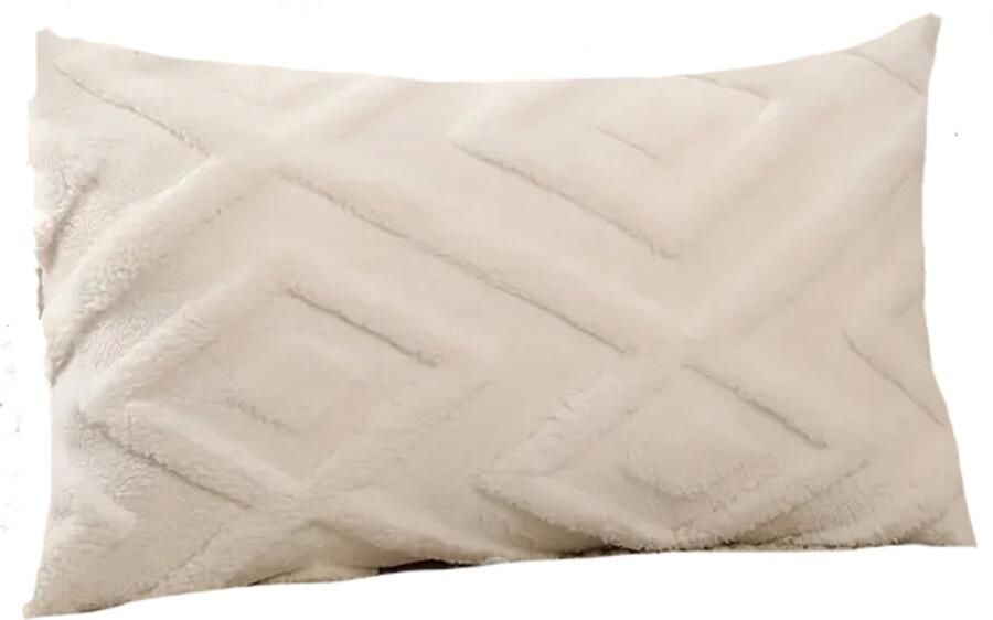 Sierkussen 30x50 cm Wit Inclusief binnenkussen Fluffy Zacht Pluche Teddy Sier Kussen Langwerpig Sierkussens Creme Ivoor Zand Kussen Bank binnen Woonkamer Boho Bohemian Decoratie kussen