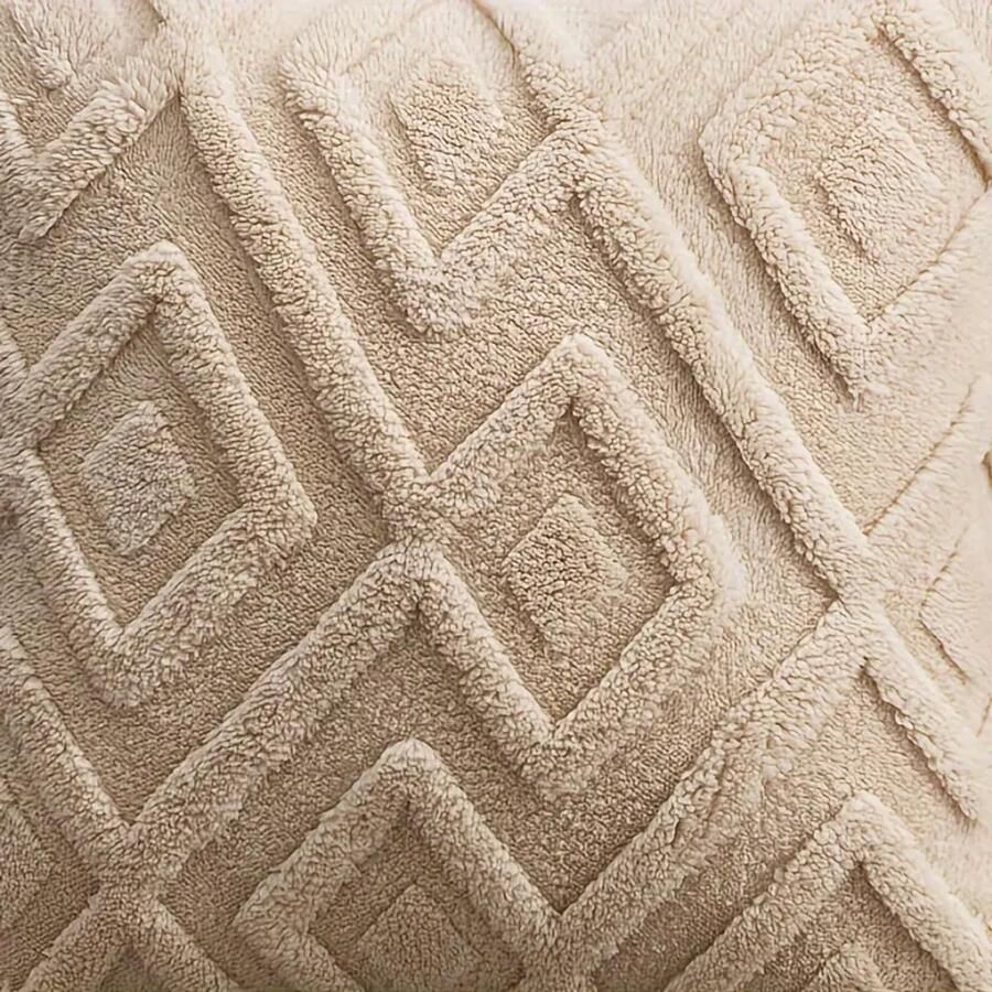 Sierkussen set van 2 30x50 cm Beige Inclusief binnenkussens Fluffy Zacht Pluche Teddy Sier Kussen Langwerpig Sierkussens set Taupe Sierkussenset Kussenset Bank binnen Woonkamer Boho Bohemian Decoratie kussens