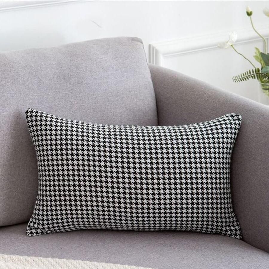 Furnibella -Sierkussenhoes Zwart-Wit 50x70 cm – Decoratieve Kussensloop met Ritssluiting – Voor Bank Slaapkamer of Woonkamer