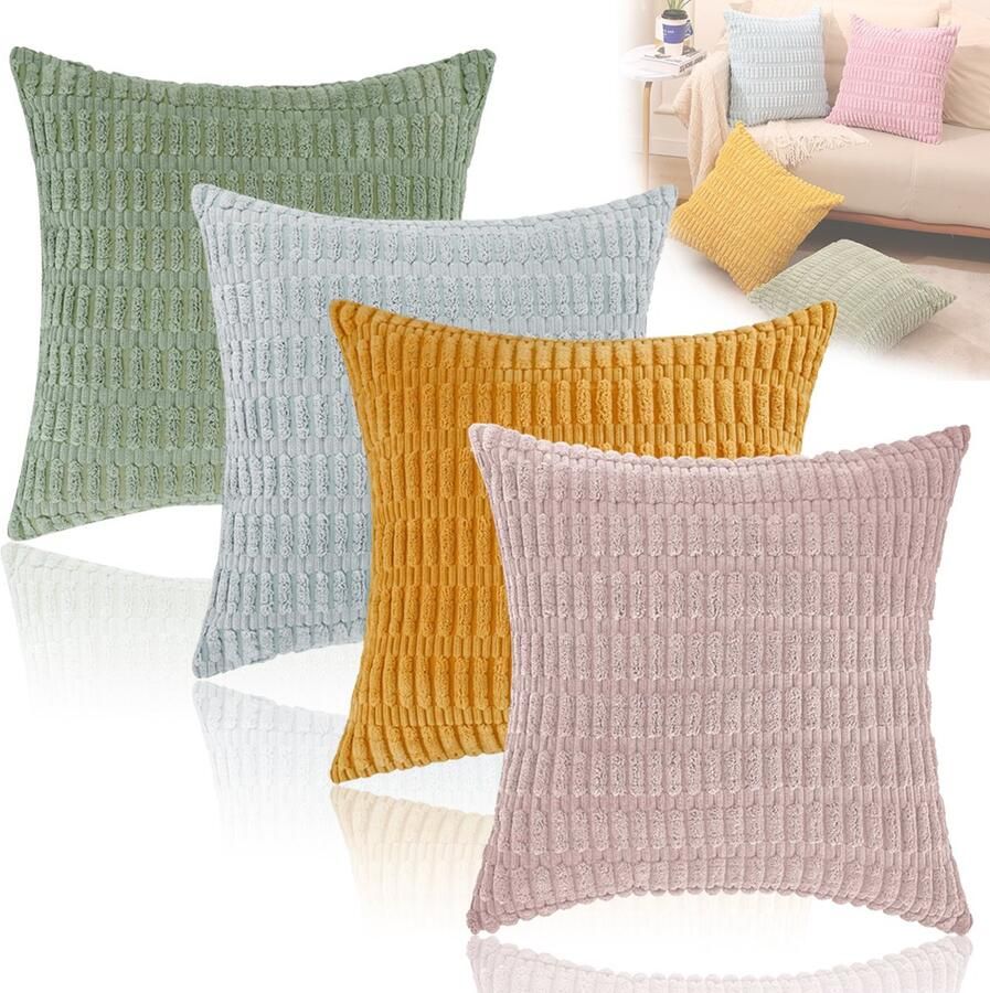 Sierkussenhoezen Kussenhoezen Boho Rustiek Kussenslopen Decoratief met Verborgen Rits Voor Bank Bed & Woonkamer 45 x 45 cm-Set van 4