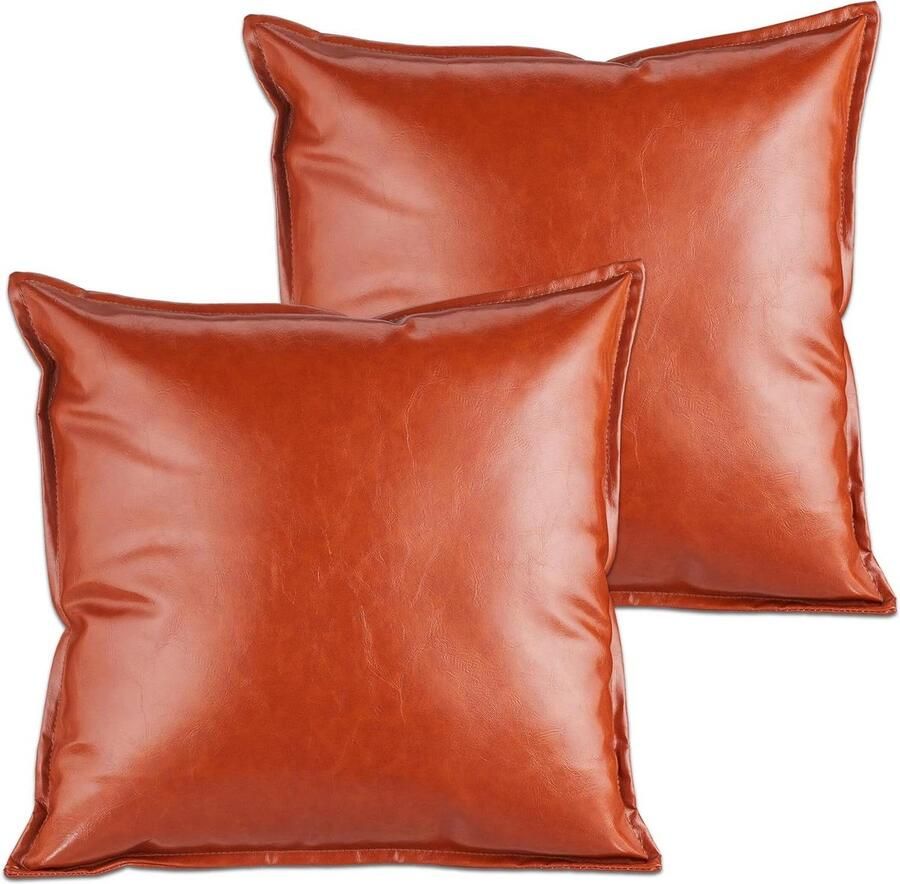 Sierkussens set van 2 Kussens met vulling Bank of bed decoratie Ritssluiting 43x43 cm Bruin binnenkussen 40x40