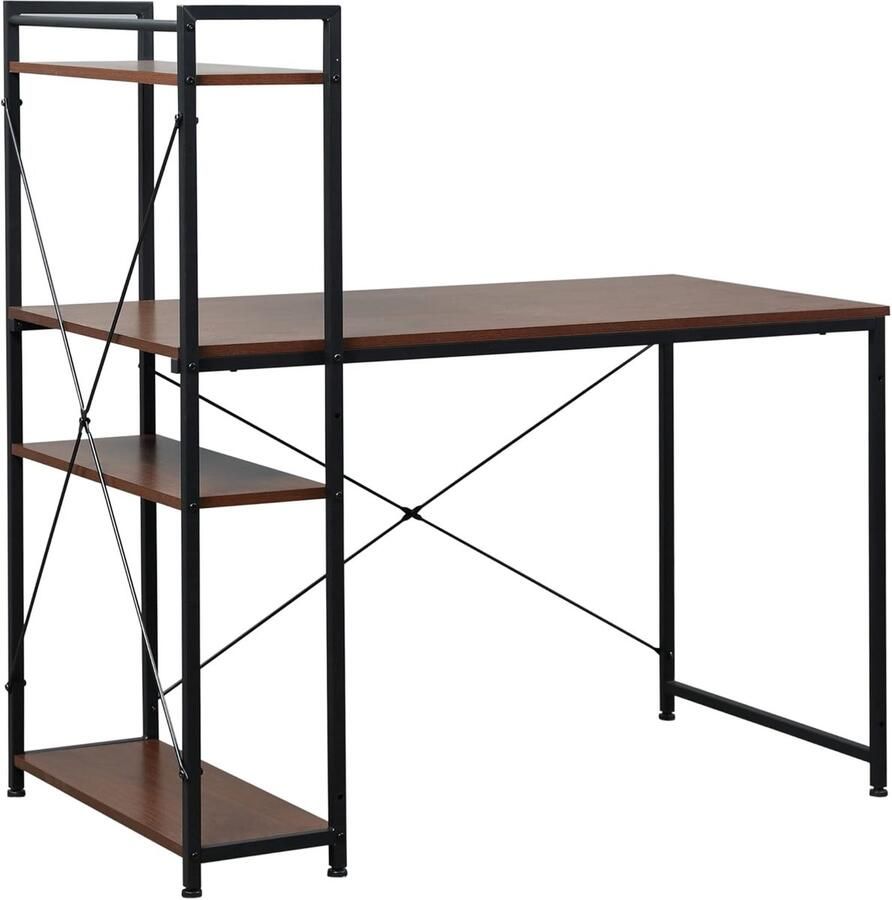 Sierra bureau computertafel werktafel kantoortafel met rek zwart 120x64x121cm