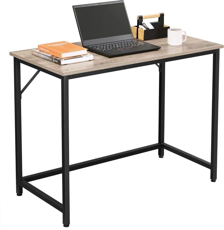 Vasagle Bureau klein computerbureau bureau voor werkkamer slaapkamer 50 x 100 x 76 cm industrieel ontwerp metalen frame grijs-zwart