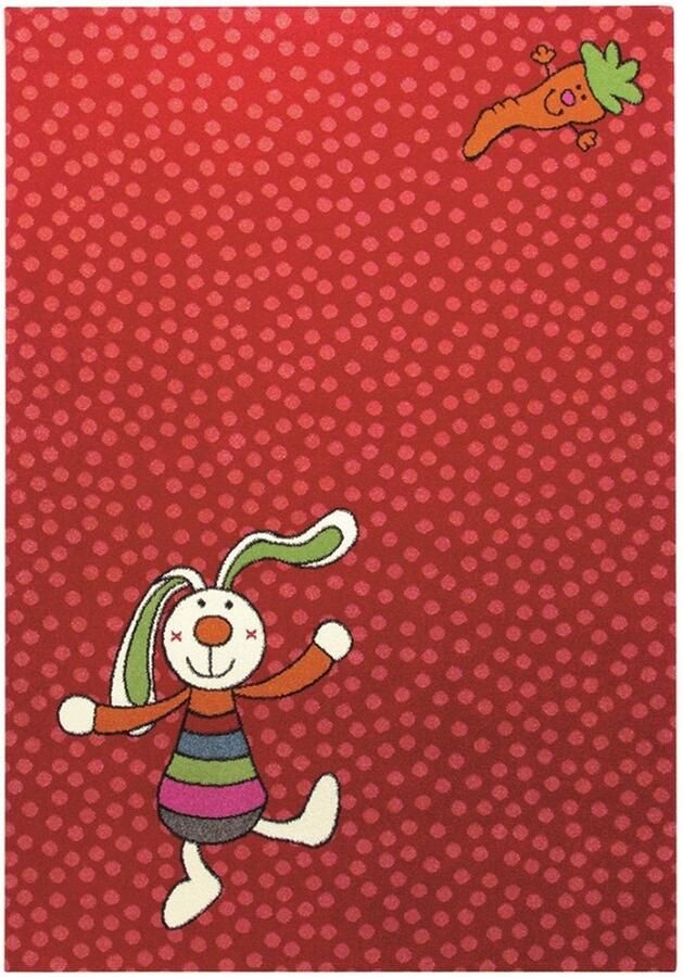 Sigikid Rainbow Rabbit Kinder vloerkleed 80x150 cm rood
