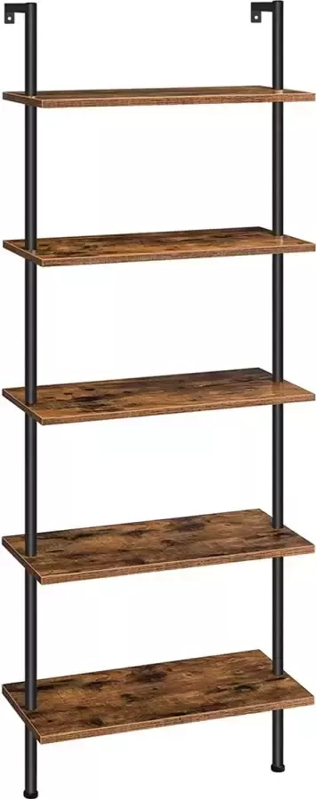 Signature 5 Tier Boekenkast Wandkast Ladder Plank Staande Plank met Stabiliserende Metalen Frame