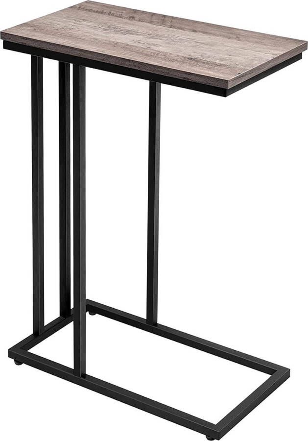 Signature Home C-vorm Bijzettafel Kleine salontafel 46 x 25 x 63 5 cm Woonkamertafel met verstelbare poten Metalen frame Industrieel Grijs