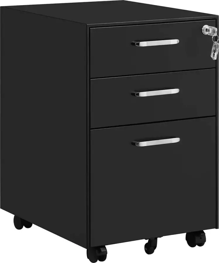 Signature Home Forex Ladeblok met archiefkast Ladeblokken met wieltjes en 3 Lades en slot bureaukast ladeblok Rol Container bureau organizer 39 x 48 x 60 cm Archiefkast Ladeblokken