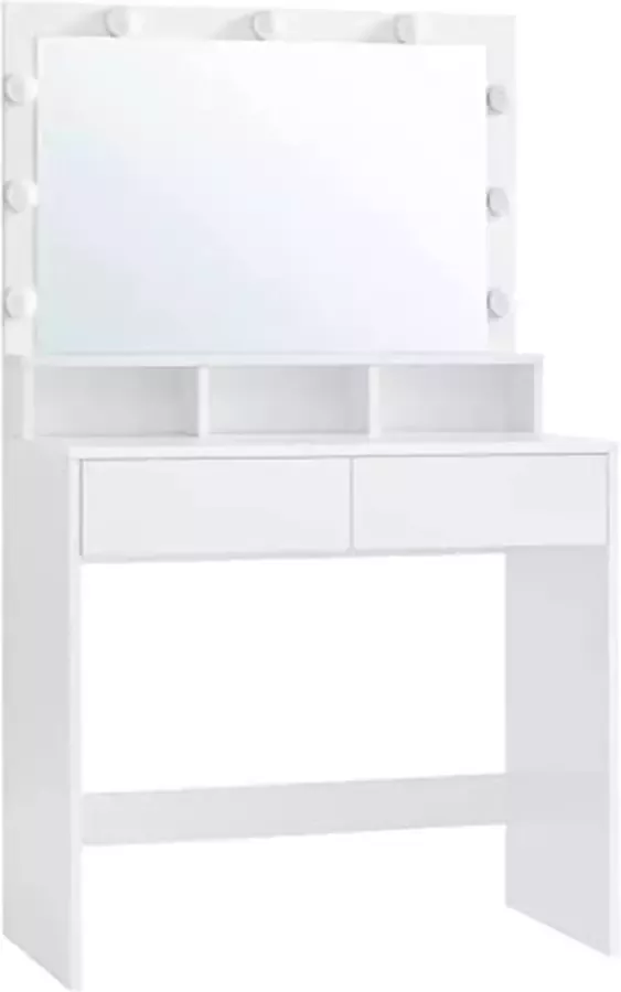 Signature Home Gillz kaptafel make up tafel met 9 LED-lampen kaptafel met spiegel instelbare helderheid wit