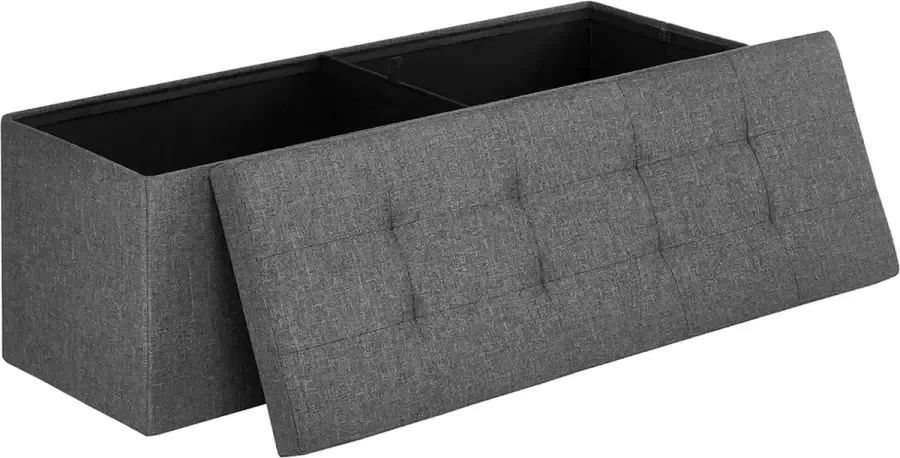 Signature Home Grote Hocker Zitbank Zitkist Poef met Opbergruimte met metalen onderstel 120 L donkergrijs 110 x 38 x 38 cm