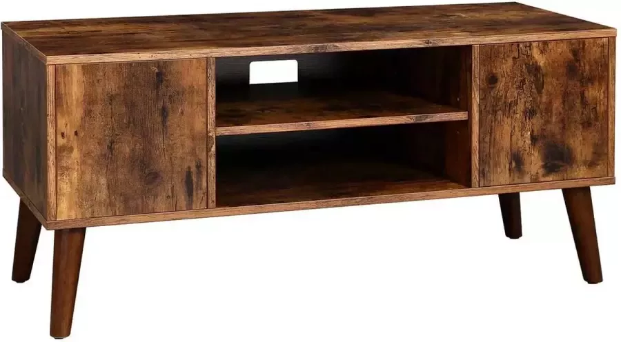 Signature Home industrieel TV-kast tv-meubel met 2 kasten en 2 legplanken tv kast Bruin 110 x 40 x 49.5 cm