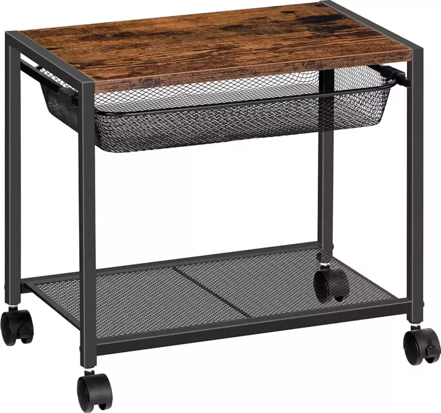 Signature Home Printertafel printerstandaard met rasterlade rollende printertrolley 2 niveaus eenvoudig te monteren geschikt voor kantoor school thuis