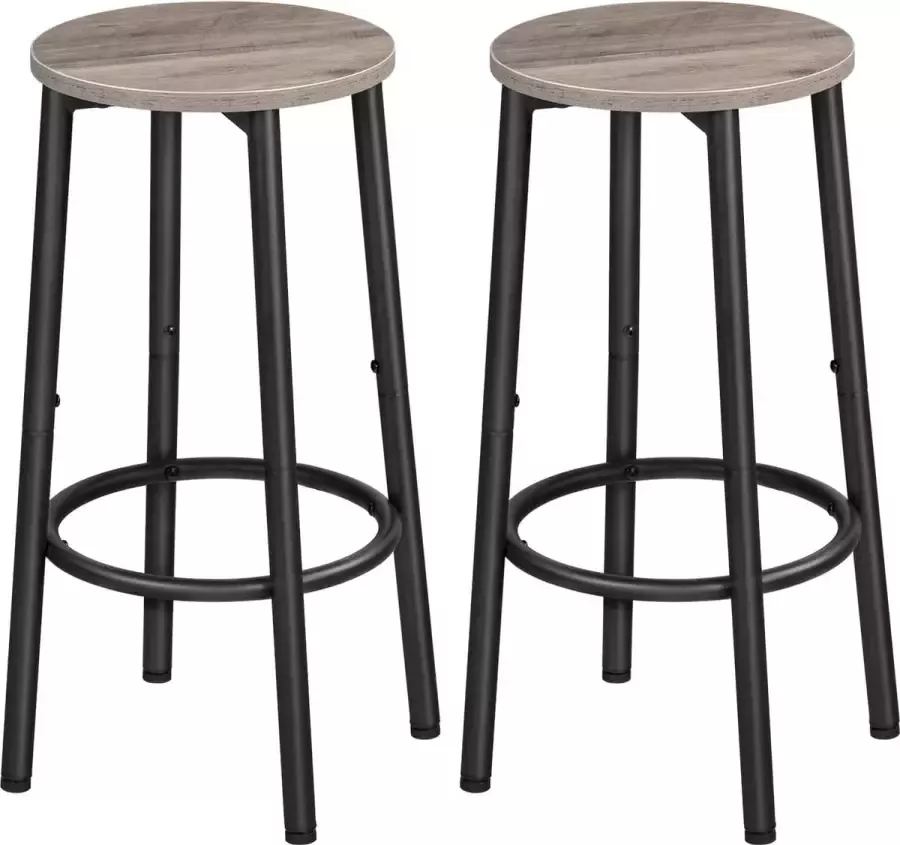 Signature Home Shisha Barkruk set van 2 Barkrukken voor keuken met voetensteun industriële barkruk stevig metalen frame verstelbare poten voor restaurant keuken bar greige en zwart