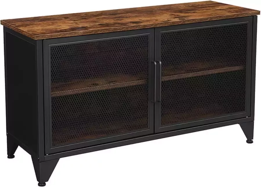 Signature Home Zomato TvKast Tv Meubel Vintage Industrieel Bruin Zwart Metaal 100 x 35 x 55.5 cm