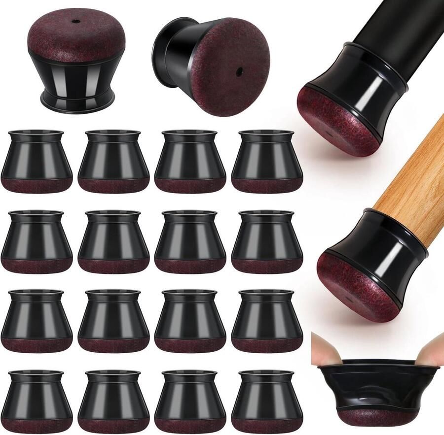 Silicone Chair Leg Protectors Round Chair Leg Caps with Wrapped Felt 16 Pieces (Fit: 30-40mm)