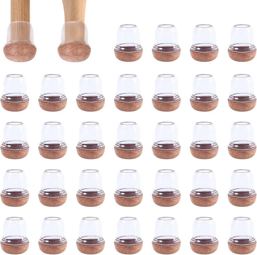 Silicone Stoelpoot Beschermers Met Viltpads Voor Krasvrije Vloerbescherming 32 Stuks