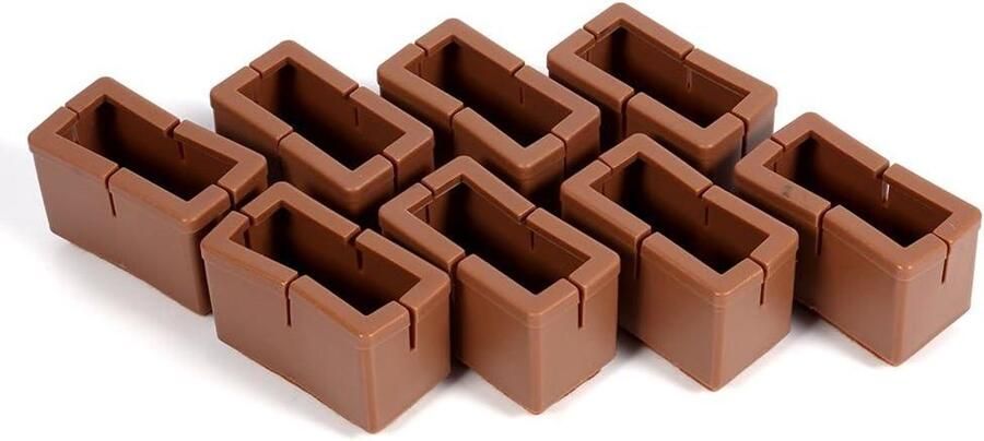 Silicone Stoelpootdoppen Rechthoekig Set van 8 Tafelkappen voor Stoelpoten Koffiekleurige Bescherming