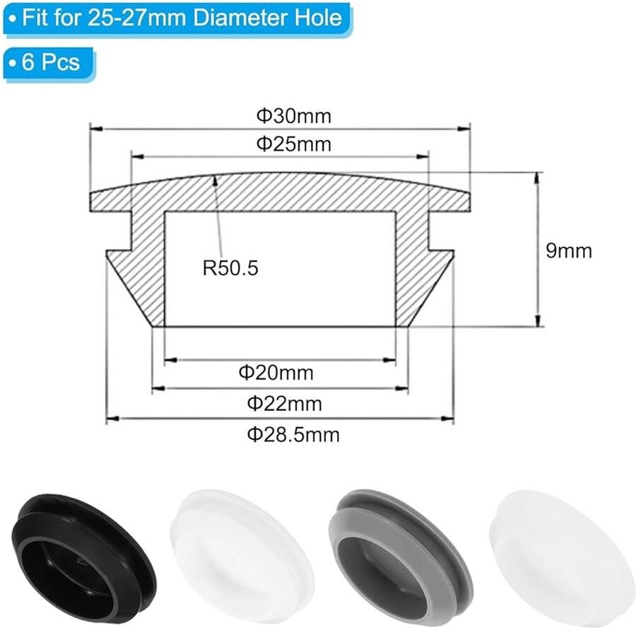 Siliconen Ronde Snap Waterdicht en Slijtvast Set van 6 Doorschijnend Silicone 30x9mm