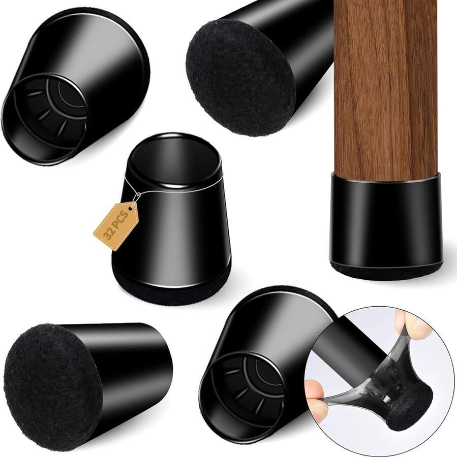 Luvetrex Siliconen Stoelpoot Beschermers met Geïntegreerd Vilt voor Geluidsloos en Krasvrij Gebruik