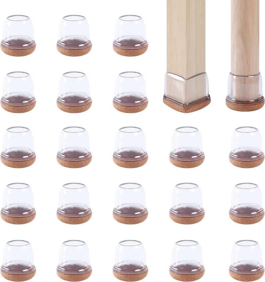 Siliconen stoelpootbeschermers Set van 24 14-32 cm Transparant Meubelpootdoppen Hardhouten vloerbescherming Krassen Meubelschuivers