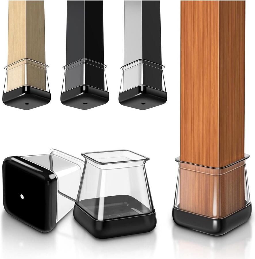 Siliconen stoelpootbeschermers vierkant medium 28 stuks tapijt 20-25 mm stoelpootbeschermers