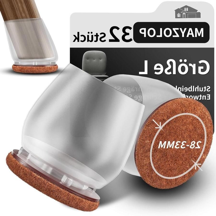 Siliconen stoelpootdoppen 32 stuks transparant 31 cm vloerbeschermers