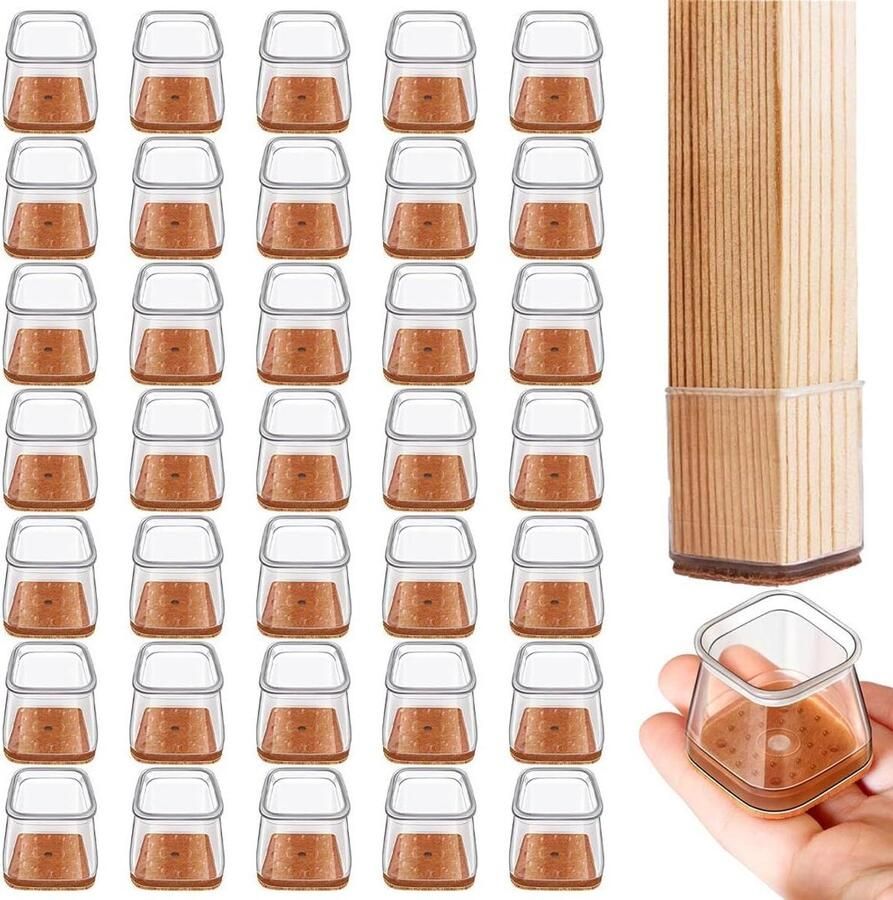 Siliconen Stoelpootdoppen Rechthoekig Transparant 35 Stuks Stoelpootbeschermers Vloerbeschermers voor Stoelen_Lange Levensduur