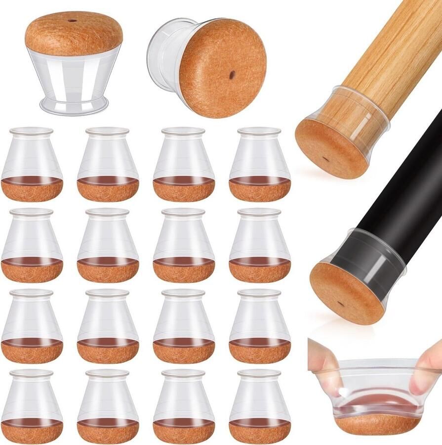 Siliconen Stoelpootdoppen Rond 16 Stuks Kleine Stoelpootbeschermers Viltdoppen (14-18 mm) stoelpootbeschermers