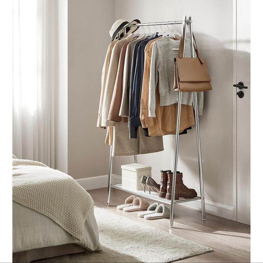 Rootz Living Rootz Silver Steel Kledingrek Kledingstandaard Stevige constructie Ruimtebesparend Eenvoudige montage 33 5 cm x 92 5 cm x 153 cm