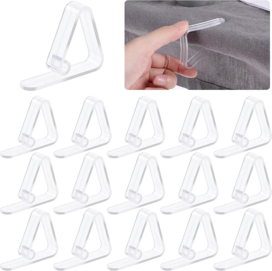 Simarro 16 stuks transparante tafelkleedklemmen plastic tafelklemmen tafelkleedklemmen tafelkleedhouderklemmen voor buiten voor bruiloften in de buitenlucht thuis op de camping in restaurants (tot 30 mm)