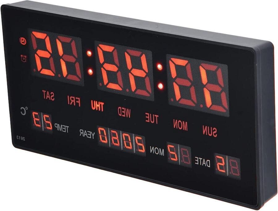 Simple Digital Wall Double Hanging Calendar Number LED Desk Clock Easy To Read for Bedrooms Bedside Table 100-240V