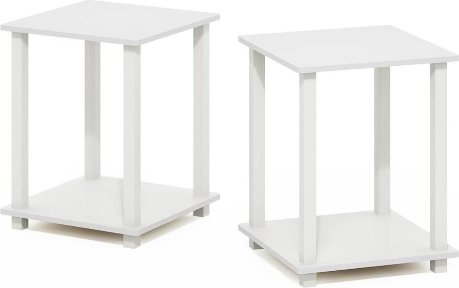 Simplistic salontafel bijzettafel met 2 niveaus set van 2 wit wit