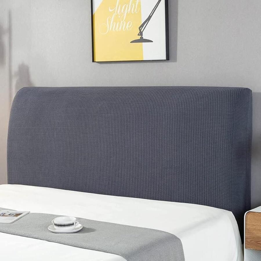 Single Bed Headboard Cover Stretch Dustproof Protective Headboard for Bedroom Decoration (Dark gray150cm for 140-160cm)