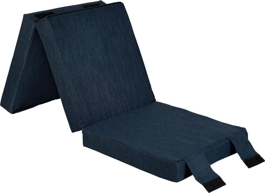 Single Portable Bedding opvouwbare matras van schuimrubber met handgrepen linnen-effectbekleding gastslepover voor de woonkamer om in en uit te vouwen voor opslag (middernacht)