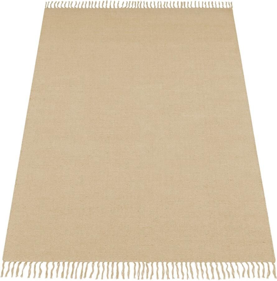 Sisal Tapijt Natural Flatweave Cotton Blend Duurzaam en vuil -uitlatende