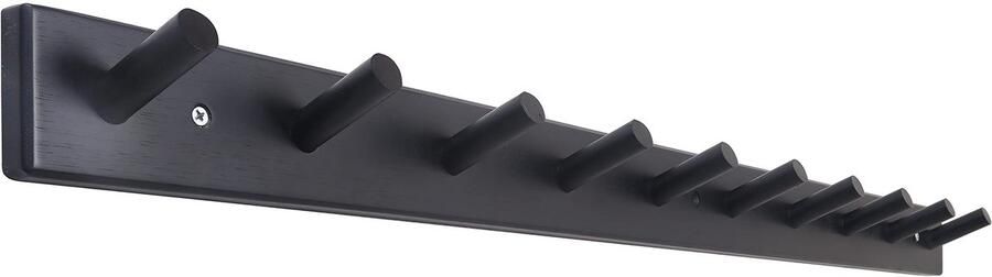 SKOLOO Houten Kapstokhaken 97cm Wandkapstokhaken Moderne Kapstok met 10 Haken voor Jassen Jacks Handtassen en Meer Houten Kapstokhaakrek Gemaakt van Bamboe Zwart