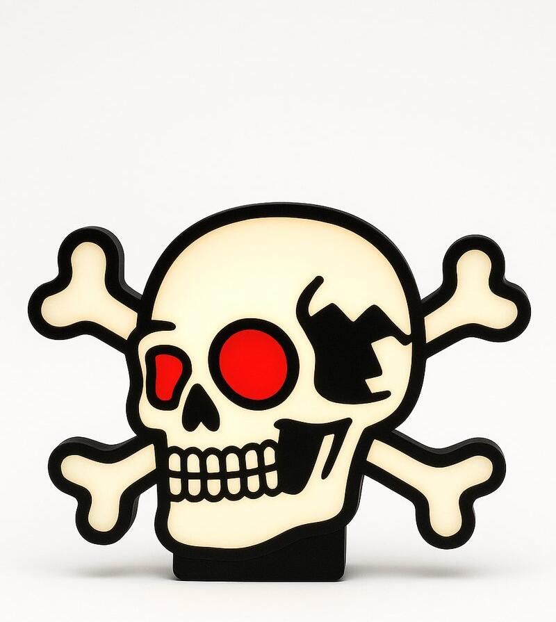 Skull Bones Lightbox – Tattoo Style LED Lamp – Uniek Cadeau voor Tattoo Artiest of Fan – Wanddecoratie Studio & Thuis Leeslampje Kinderen Cadeau Jongen Meisje of Baby Muur Decoratie Kunst Kinderkamer Babykamer Origineel Kraamcadeau of