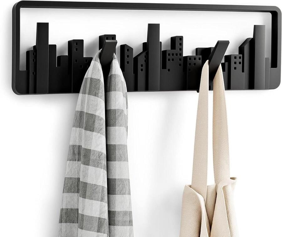Nieuwe titel: Kapstok met 5 haken Zwart Skyline