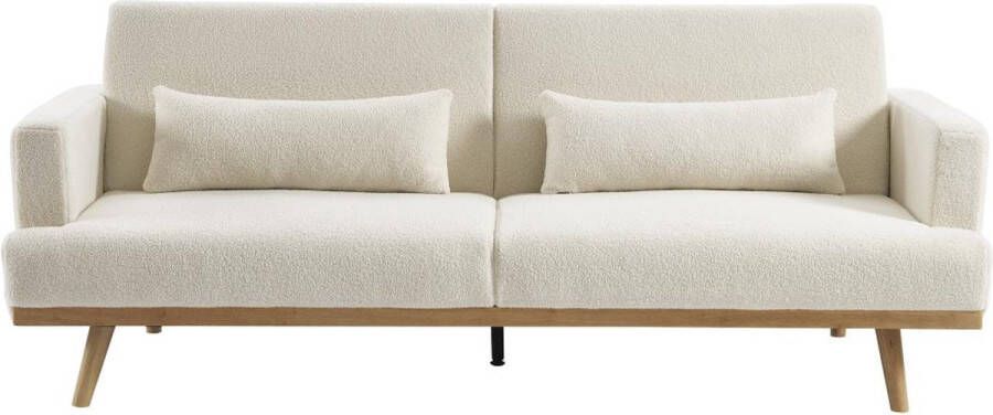 Vente-unique Slaapbank – 3 zitplaatsen – Klik-klakmechanisme – Witte boucléstof – ESME L 216 cm x H 85 cm x D 89 cm - Foto 2