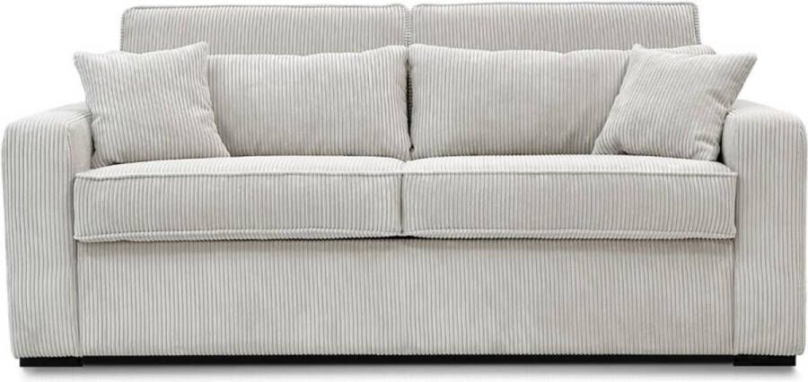 Vente-unique Slaapbank – 3 zitplaatsen – Met stoffen bekleding in crèmewit – Snel ombouwbaar – Matrasbreedte: 140 cm – Matrasdikte: 18 cm – MONDOVI L 194 cm x H 90 cm x D 96 cm - Foto 5