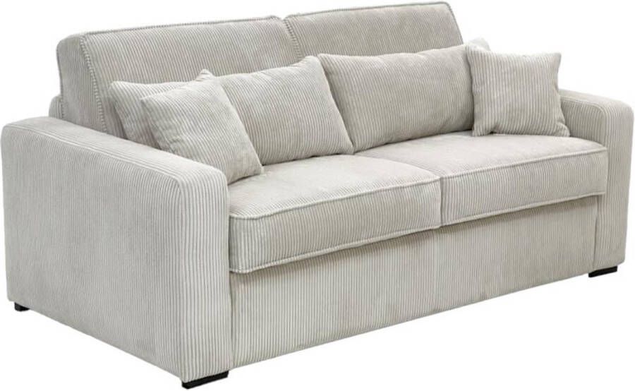 Vente-unique Slaapbank – 3 zitplaatsen – Met stoffen bekleding in crèmewit – Snel ombouwbaar – Matrasbreedte: 140 cm – Matrasdikte: 18 cm – MONDOVI L 194 cm x H 90 cm x D 96 cm - Foto 4