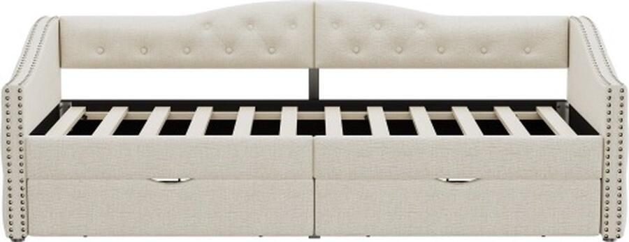 Zonder merk Gotagee Slaapbank 90x200cm Day Bed (Zonder matras) Beige Eenpersoonsbed