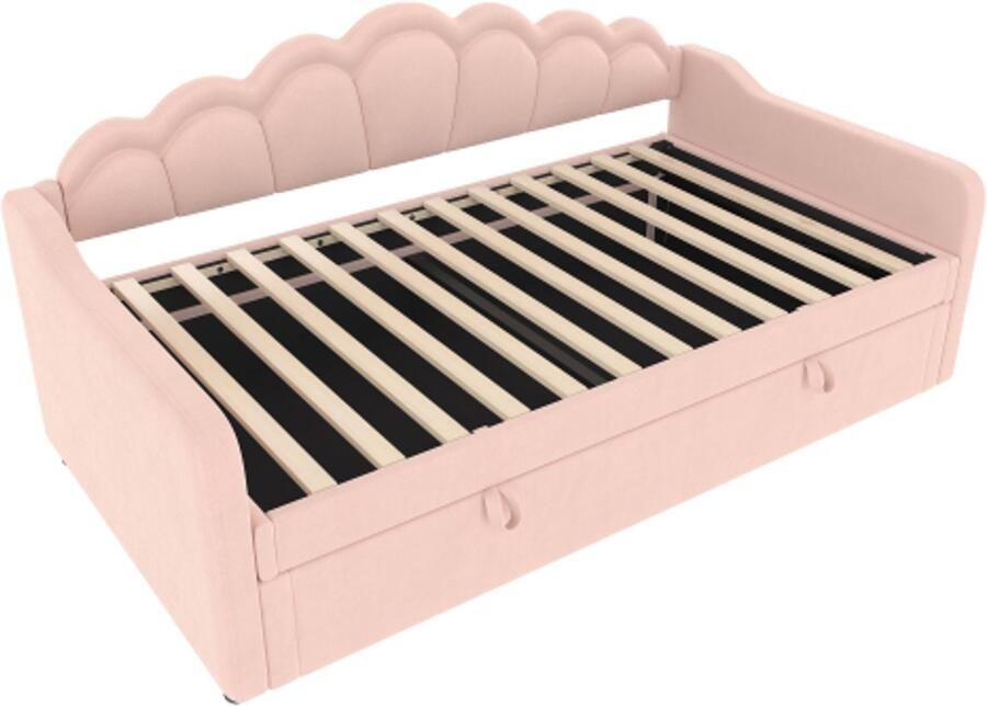 Gotagee Slaapbank 90x200cm hydraulisch bed met opbergruimte eenpersoonsbed (zonder matras) fluweel kleurveranderende ledstrip roze