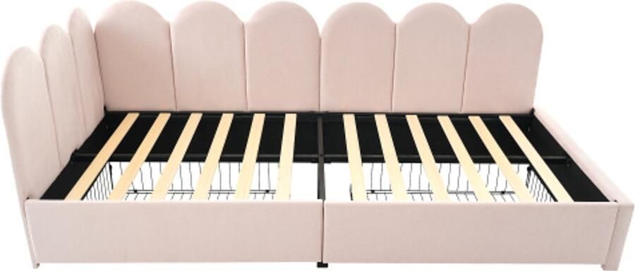 Slaapbank 90x200cm Zonder Matras Eenpersoonsbed Roze Fluweel Meisjesbed Bed Met Opbergruimte Met Laden Geschikt Voor Kleine Slaapkamers Kinderen En Volwassenen
