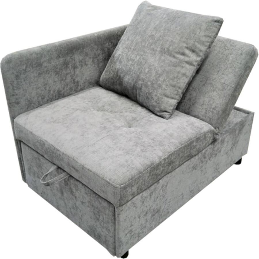 Slaapbank 97x68x65cm Grijs Linnen Multifunctioneel Polster Slaapbank Verstelbare Lengte En Rugleuning Modern Design Geschikt Voor Kleine Ruimtes